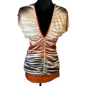 2000s-Core Day Trip Orange Ombre Dip Dye Side Scrunch Open Back Mini Dress